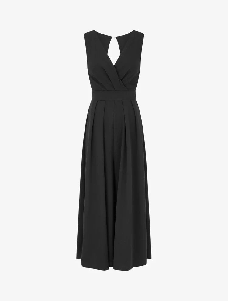 Combinación lisa con espalda calada - Negro