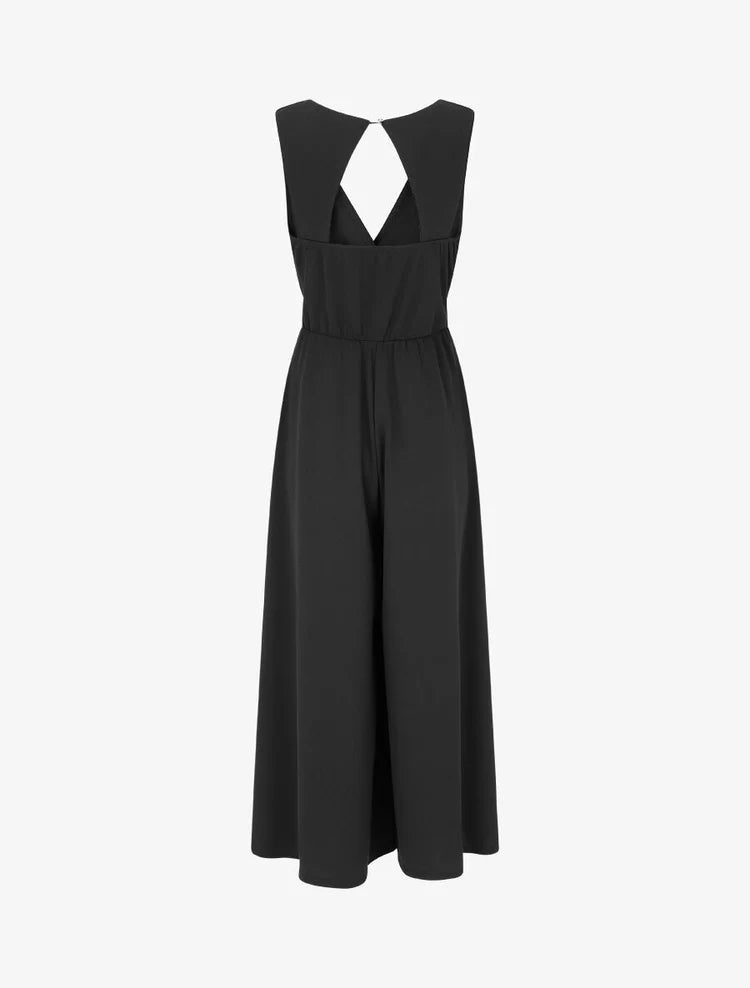 Combinación lisa con espalda calada - Negro