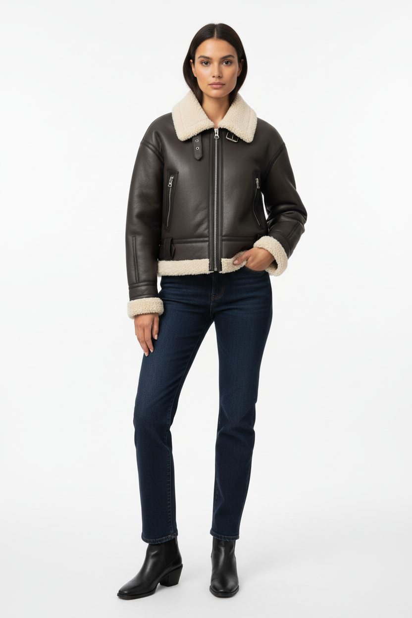 Chaqueta gruesa de piel sintetica