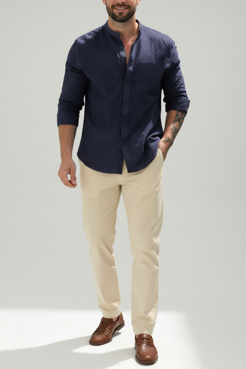 Camisa de negocios de algodón transpirable