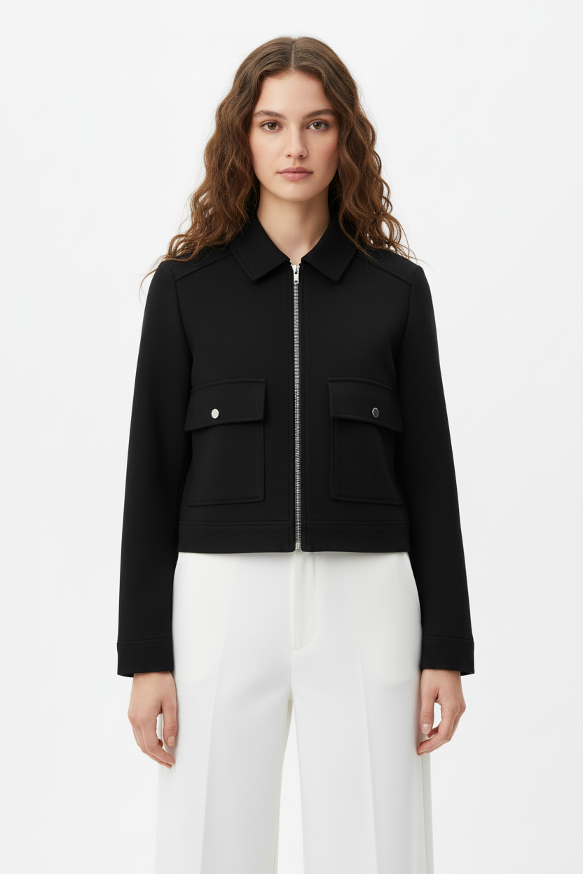 Modelo con chaqueta negra