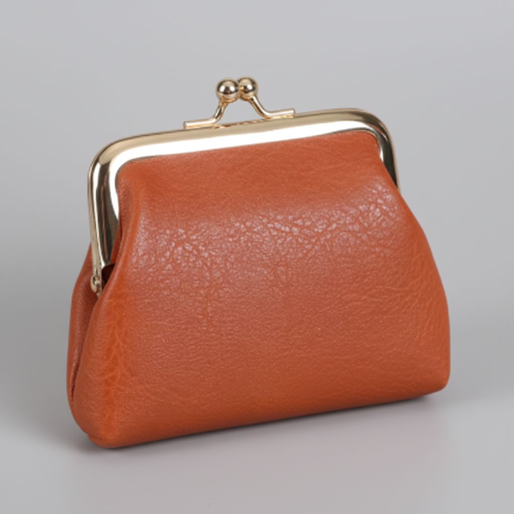 Monedero naranja terracota liso fondo gris