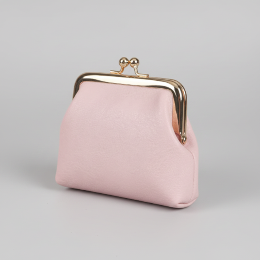 Monedero rosa fondo gris