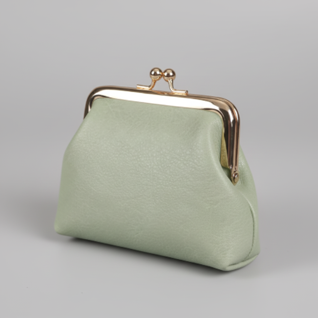 Monedero verde menta fondo gris